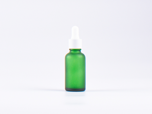 Grünglasflasche 30ml, mit Pipette weiss